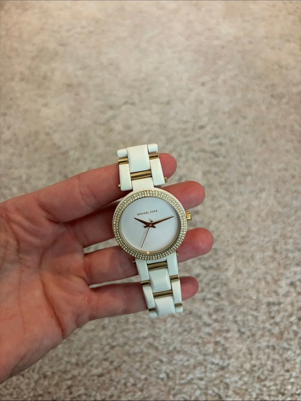 Michael Kors White and Gold Crystal Accent Women's Watch